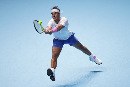 Rafael Nadal in action during the ATP World Tour Finals in London.