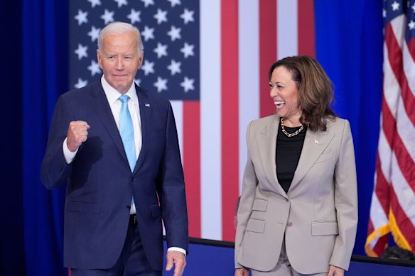 Joe Biden and Kamala Harris in August 2024. 