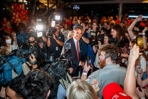 Peter Malinauskas celebrates victory for Labor in the 2022 state election.