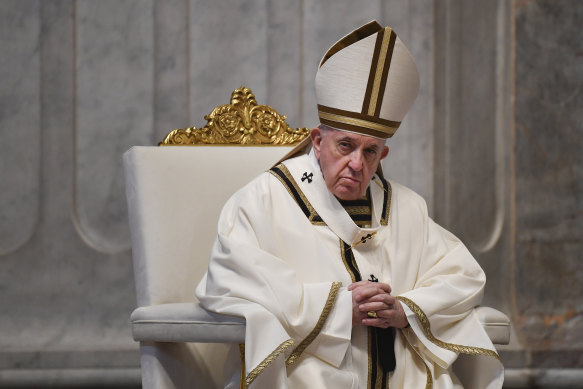 Pope Francis, pictured in St Peter's Basilica at the Vatican in April.