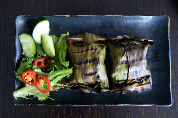 A favourite dish: otak otak parcels of minced white fish with chilli.