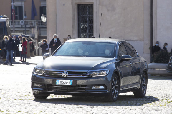 Giuseppe Conte arrives at Rome’s Quirinale Presidential Palace to hand in his resignation.