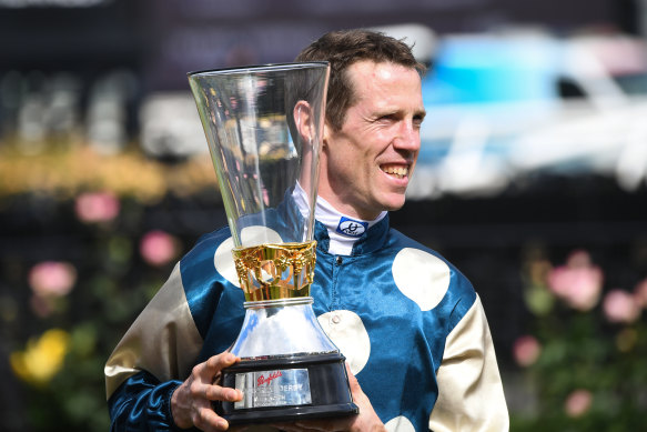 John Allen after winning the Victoria Derby. 