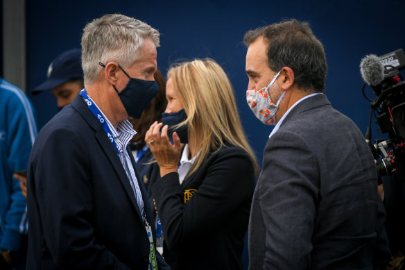 Sports Minister Martin Pakula and Australian Open boss Craig Tiley in February.