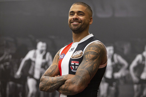 St Kilda recruit Brad Hill at Moorabbin on Friday.