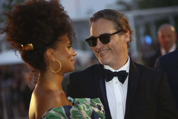 With co-star Zazie Beetz  at the premiere of Joker. The film won the prestigious Golden Lion at Venice.