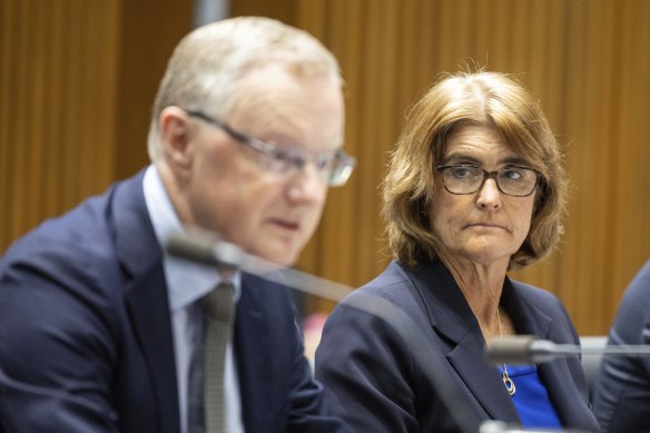 RBA governor Philip Lowe, left, with deputy governor Michele Bullock. 