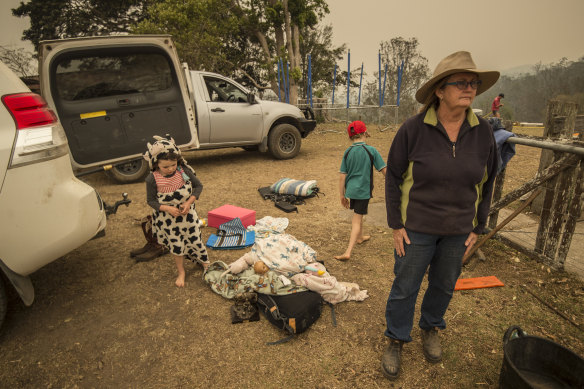 Dungay cattle farmer Sue Clarke packing a vehicle ahead of worsening  conditions.