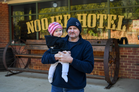 Noojee Hotel owner Simon Duck with daughter Mavis.