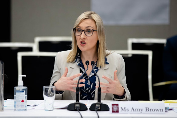 Amy Brown, chief executive of Investment NSW, appears before the parliamentary inquiry on June 29.