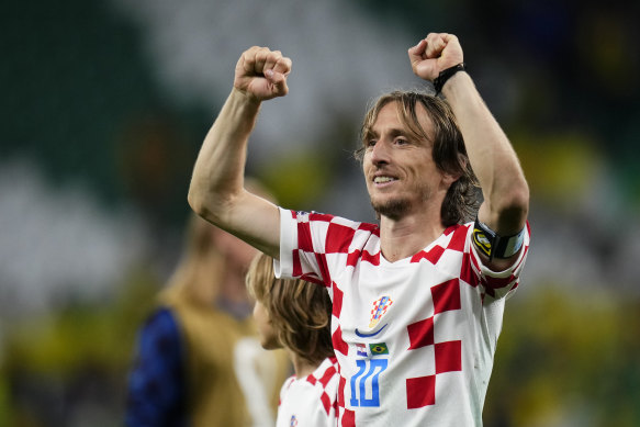 Luka Modric celebrates.
