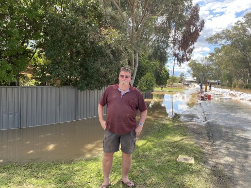 Graeme Glanville worked overnight to save his home in Echuca.