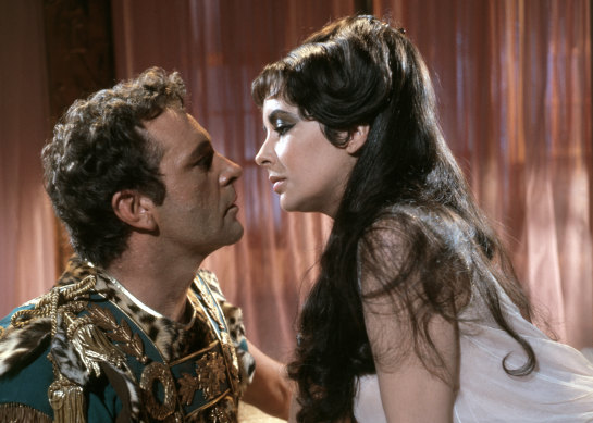 Richard Burton and Elizabeth Taylor on the set of Cleopatra