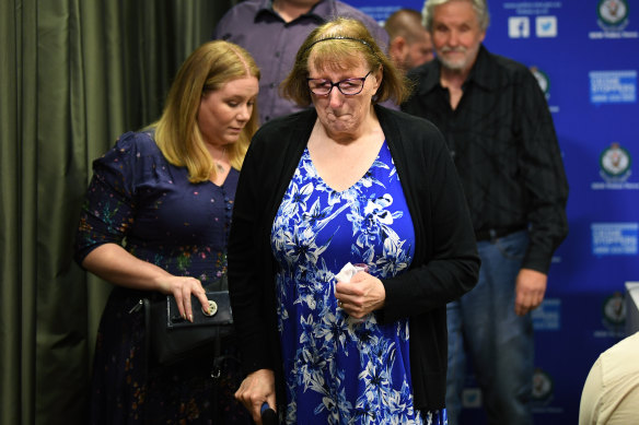 Brenda Cartwright (centre), mother of dead Sydney woman Nicole Cartwright, on Thursday.