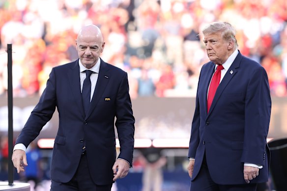 FIFA president Gianni Infantino and US President Donald Trump at the World Cup final earlier this month.