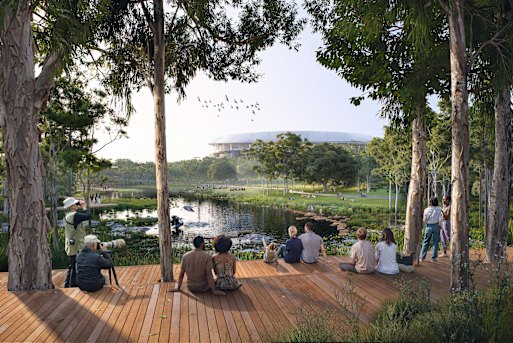 Conceptual image of Victoria Park, near the Brisbane Stadium, Brisbane 2032 Olympic and Paralympic venue.