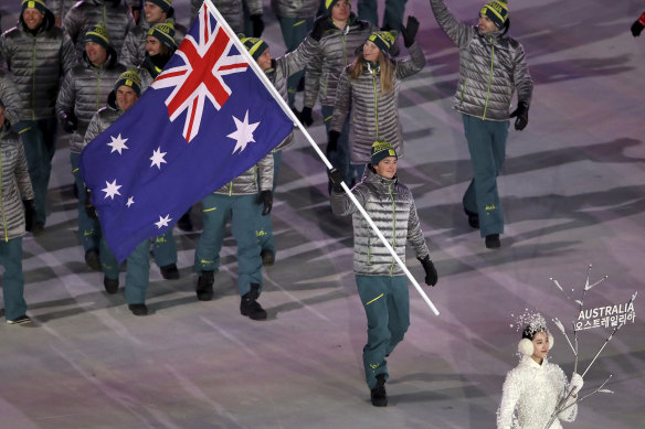 Scotty James carried the Australian flag during the opening ceremony of the 2018 Winter Olympics in Pyeongchang.