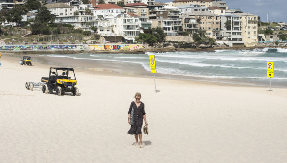 Bondi Beach has been empty since the beach was closed because of crowds violating rules to stay apart. 