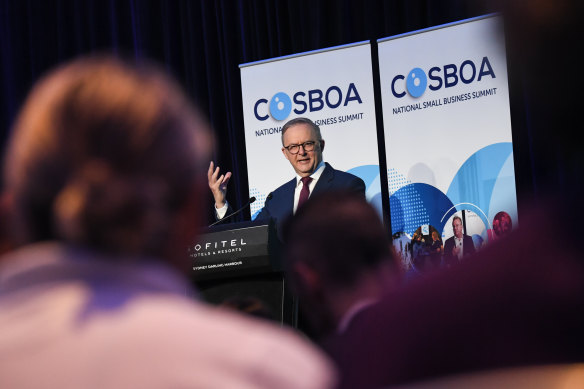 Prime Minister Anthony Albanese told the COSBOA summit that small businesses would be front and centre in his upcoming budget.