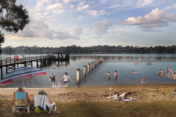 Artist impressions of Bayview Park which will be reopened for swimming after being closed for 50 years.
