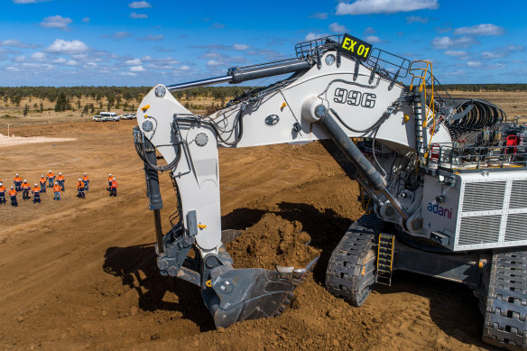 Equipment arrives to remove the overburden from Adani’s Carmichael coal mine in central Queensland in July 2020.