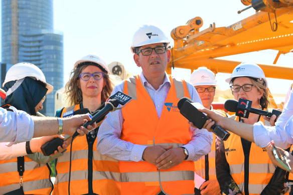 Premier Daniel Andrews announcing a three-month construction blitz. 