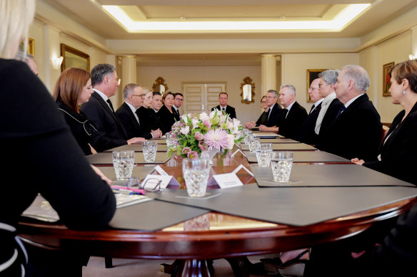 Prime Minister Anthony Albanese, Governor-General David Hurley and members of the Executive Council.