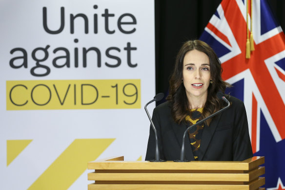 Prime Minister Jacinda Ardern speaks to media at a press conference ahead of a nationwide lockdown on Wednesday.