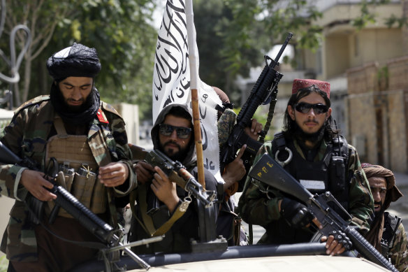 Taliban fighters in Kabul. The group has not banned music since returning to power in Afghanistan earlier this year but considers it a breach of Islamic law.