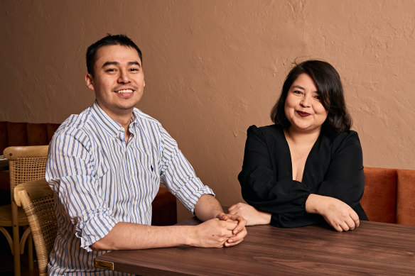 Chef Manuel Diaz (left) and mezcologist Diana Farrera.