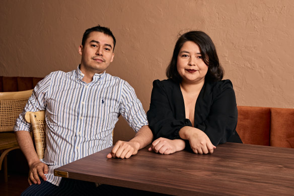 Chef Manuel Diaz (left) and mezcologist Diana Farrera.
