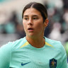 Cooney-Cross in action during the Matildas’ 3-0 Olympic-qualifying win over Uzbekistan in Tashkent.