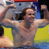 Sam Short after his 400m freestyle victory last year at the world championships in Fukuoka. 