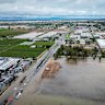Arial footage of flash flooding along the Calder Highway in Mildura.