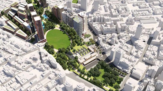 Bates Smart’s alternative proposal for the Central Station precinct.