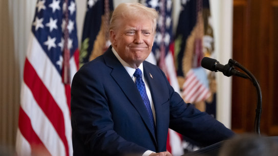 President Donald Trump pauses while speaking in the White Hosue on Wednesday.