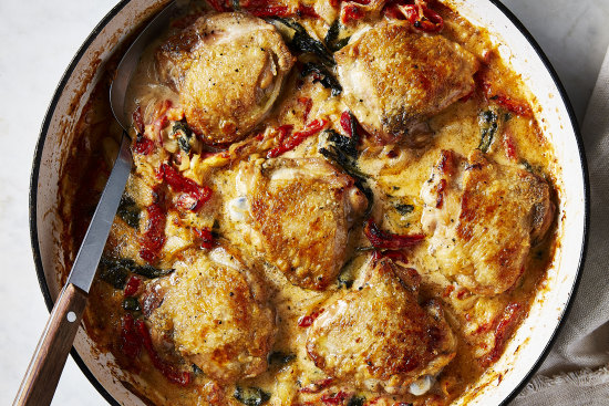 Baked Tuscan chicken.