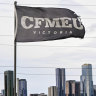 CFMEU flag.