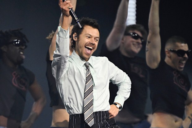 Harry Styles performs ‘Aperture’ on stage during The BRIT Awards 2026 at Co-op Live on February 28, 2026 in Manchester, England