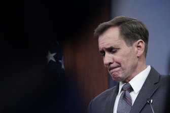 US Defence Department spokesman John Kirby reacts to a question about Afghanistan. He said the lack of will from Afghan forces to fight the Taliban could not be predicted.