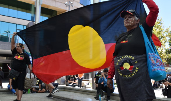 Invasion Day rally on Australia Day in Perth. 
