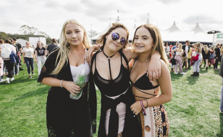 Lucy Flanagan, Jonnah Smith, and Lana Quine at the 2018 Canberra Groovin the Moo.