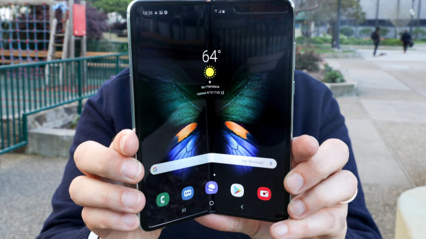 Opening Samsung's Galaxy Fold is a two-handed job, but closing it only takes one.