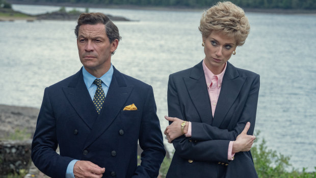 Charles (Dominic West) and Diana (Elizabeth Debicki) in The Crown.
