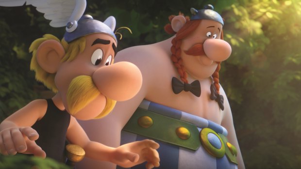 Asterix and Obelix in Asterix: The Secret of the Magic Potion. 