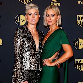 Michelle Heyman with her partner, Christine Aldridge, at the 2019 Dolan-Warren awards.