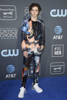 Graffiti god: Timothee Chalamet, at the Critics' Choice Awards, is one of the young stars taking over the awards' red carpet.