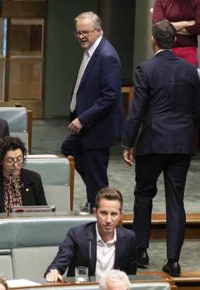 No, prime minister ... Anthony Albanese after his exchange with Max Chandler-Mather. 