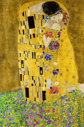 Gustav Klimt’s 1908 painting, The Kiss.