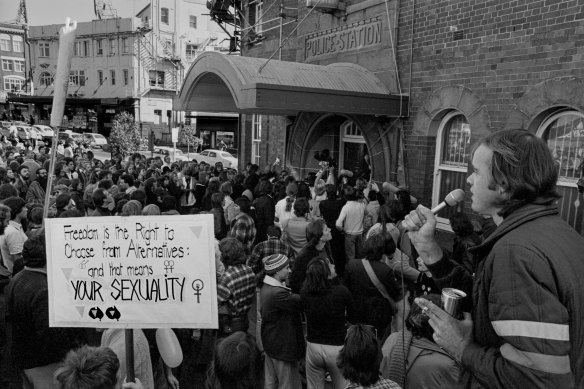 A protest outside Darlinghurst Police Station in 1978.